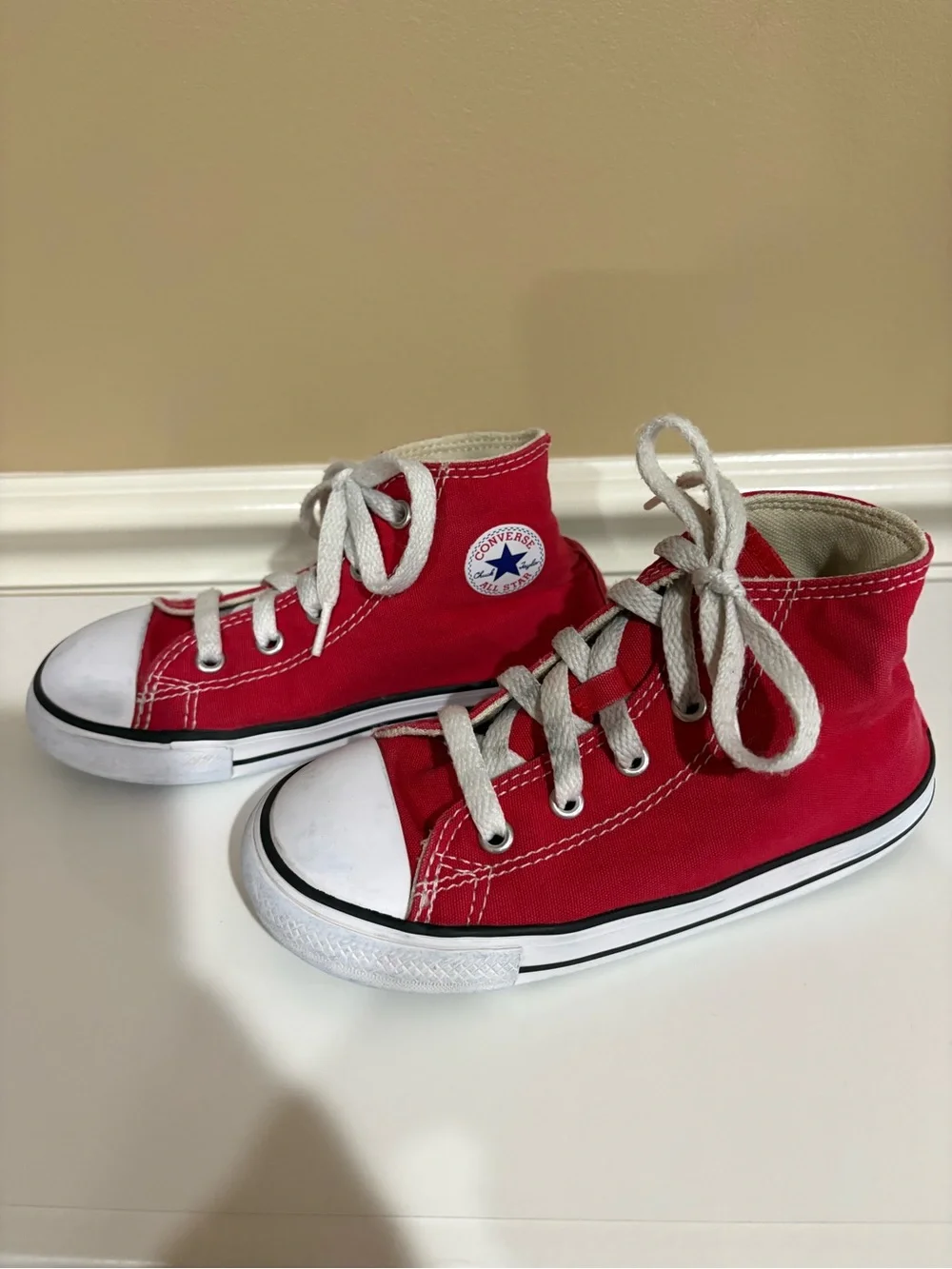 Converse Kids Red Canvas High-Top Sneakers with White Laces